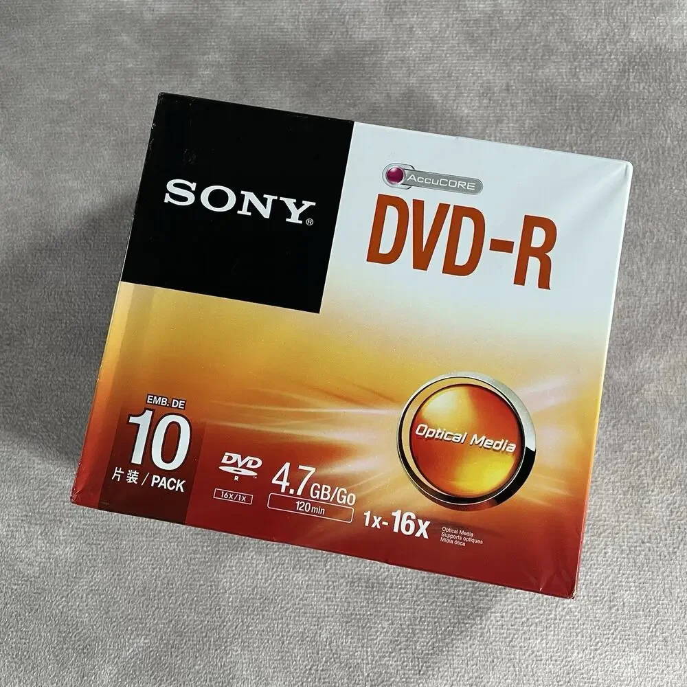 Sony DVD-R 10 Pack, 120min 4.7 GB AccuCORE w/ Hard Cases - Brand New Sealed